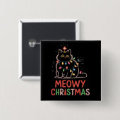 Meowy Weihnachten Weihnachten Lichter Black Cat Pa Button (Vorne & Hinten)