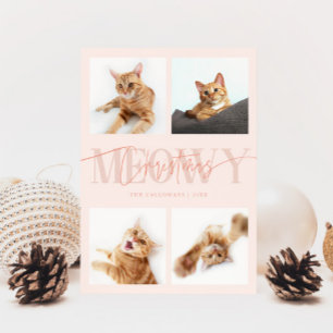 Meowy Weihnachts Cat Fotos Peach Christmas Feiertagskarte