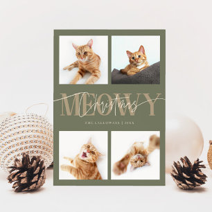 Meowy Weihnachts Cat Fotos Sage Green Christmas Feiertagskarte