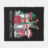 Meowy Weihnachts Cat Xmas Funny Cats Lover Fleecedecke (Vorderseite (Horizontal))