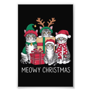 Meowy Weihnachts Cat Xmas Funny Cats Lover Fotodruck