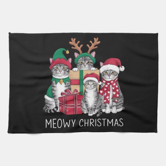 Meowy Weihnachts Cat Xmas Funny Cats Lover Geschirrtuch (Horizontal)