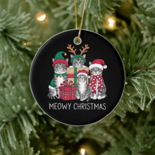 Meowy Weihnachts Cat Xmas Funny Cats Lover Keramik Ornament