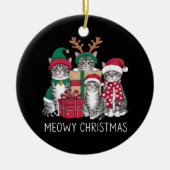 Meowy Weihnachts Cat Xmas Funny Cats Lover Keramik Ornament (Vorne)