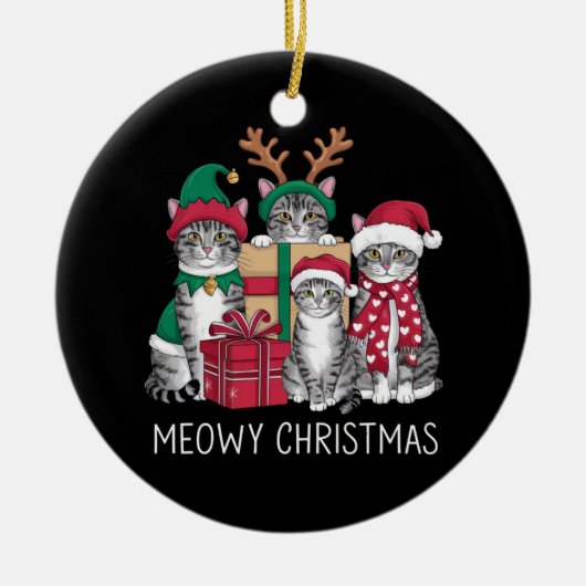 Meowy Weihnachts Cat Xmas Funny Cats Lover Keramik Ornament (Vorne)