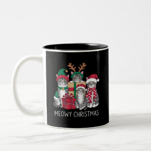 Meowy Weihnachts Cat Xmas Funny Cats Lover Zweifarbige Tasse