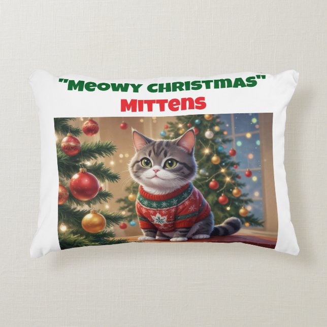 Meowy Weihnachts Custom Cat Accent Pillow Dekokissen (Vorderseite)