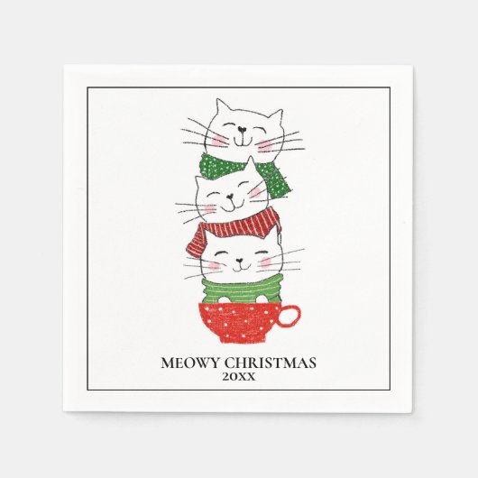 Meowy Weihnachts Custom Cats Cup Skarabäen Niedlic Serviette (Vorderseite)