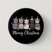 Meowy Weihnachts glückliche Katze Jahr Katze über Button (Vorderseite)