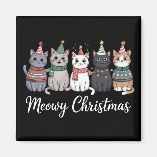 Meowy Weihnachts glückliche Katze Jahr Katze über Magnet (Vorne)