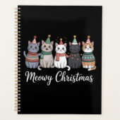 Meowy Weihnachts glückliche Katze Jahr Katze über  Planer (Vorderseite)
