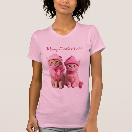 Meowy Weihnachts-Jumper Button Katzenliebhaber T-Shirt (Vorderseite)
