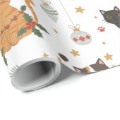 Meowy Weihnachts-Katzen-Muster-Geschenk Geschenkpapier (Rolleneckpunkt)