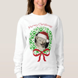 Meowy Weihnachts-Spaß-Kranz-Foto Sweatshirt