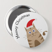 Meowy Weihnachts-Weihnachtsmannmütze Katze niedlic Button (Vorne & Hinten)