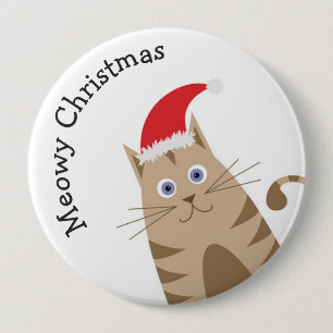 Meowy Weihnachts-Weihnachtsmannmütze Katze niedlic Button