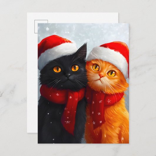 Meowy Weihnachts Winter Liebe Ankündigungspostkarte (Vorne/Hinten)