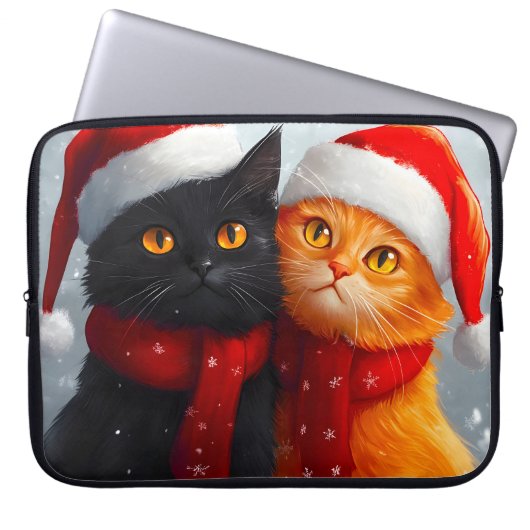 Meowy Weihnachts Winter Liebe Laptopschutzhülle (Vorderseite)
