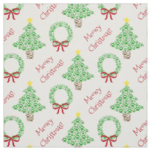 Meowy Weihnachtsbaum Print Holiday Trees & Wreaths Stoff