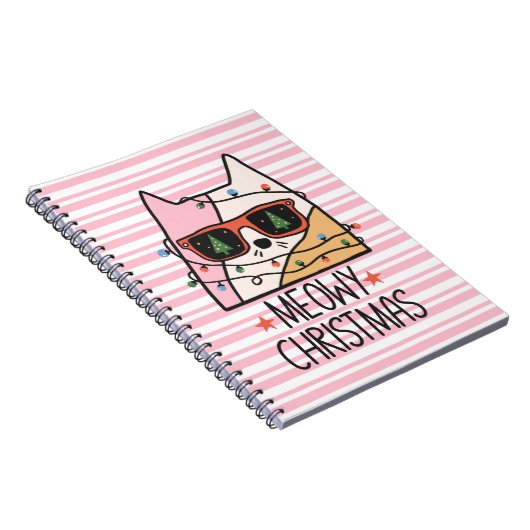 Meowy Weihnachtsbeleuchtung Notebook Notizblock (Rechte Seite)