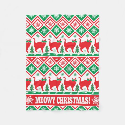 Meowy Weihnachtsdecke! Hässlicher Fleecedecke (Vorderseite)