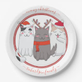 Meowy Weihnachtsferien Katzen Pappteller (Vorderseite)