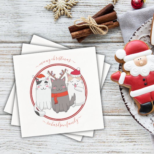 Meowy Weihnachtsferien Katzen Serviette
