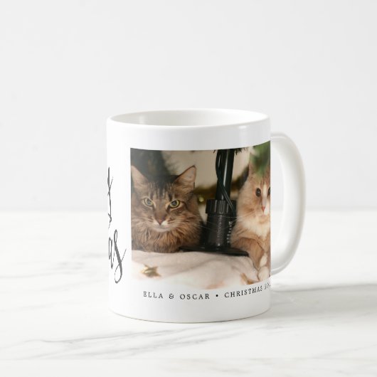 Meowy Weihnachtshandgeschriebenes Skript (mit Kaffeetasse (VorderseiteRechts)