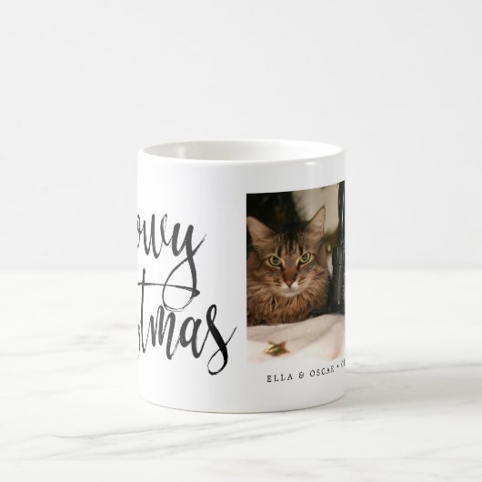 Meowy Weihnachtshandgeschriebenes Skript (mit Kaffeetasse (Mittel)