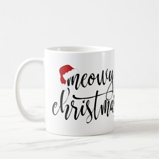 Meowy Weihnachtshandgeschriebenes Skript (mit Kaffeetasse (Links)