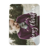 Meowy Weihnachtskalligraphie Modernes Foto Cat Magnet (Vertikal)