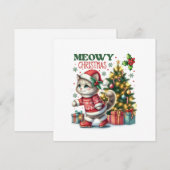 Meowy Weihnachtskarte Einladung (Vorne/Hinten)
