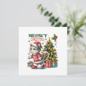 Meowy Weihnachtskarte Einladung (Stehend Vorderseite)