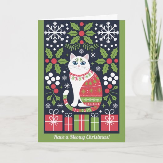 Meowy Weihnachtskarte Feiertagskarte (Vorderseite)