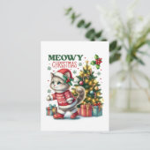 Meowy Weihnachtskarte Postkarte (Stehend Vorderseite)