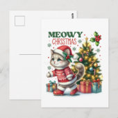 Meowy Weihnachtskarte Postkarte (Vorne/Hinten)