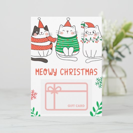 Meowy Weihnachtskartenhalter Einladung (Stehend Vorderseite)