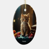 Meowy Weihnachtskatze Foto Sake Weihnachten Keramik Ornament (Rechts)