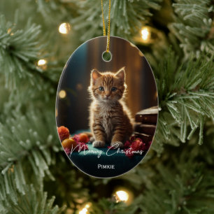 Meowy Weihnachtskatze Foto Sake Weihnachten Keramik Ornament