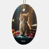 Meowy Weihnachtskatze Foto Sake Weihnachten Keramik Ornament (Links)