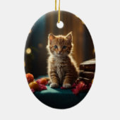 Meowy Weihnachtskatze Foto Sake Weihnachten Keramik Ornament (Hinten)