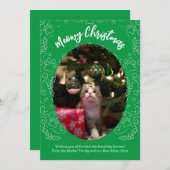 Meowy Weihnachtskatze Weihnachtskarte Grün Einladung (Vorne/Hinten)