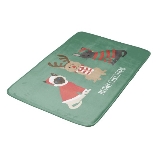 Meowy Weihnachtskatzen Badematte (Schrägansicht)