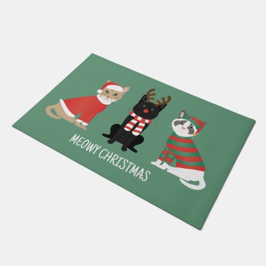 Meowy Weihnachtskatzen Fußmatte (Schrägansicht)
