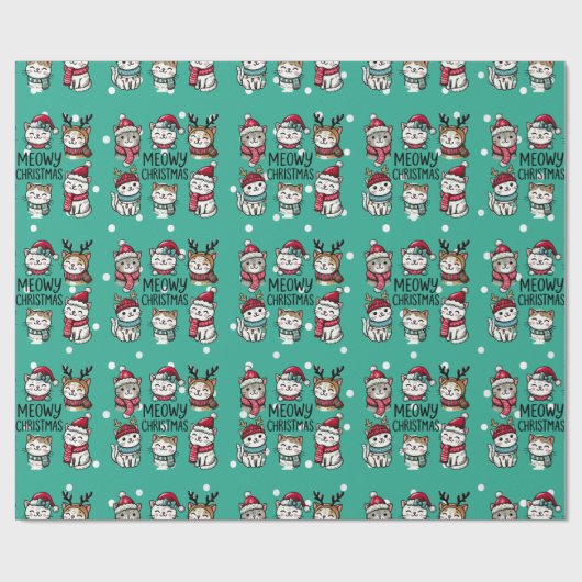 Meowy Weihnachtskatzen Geschenkpapier (Flach)