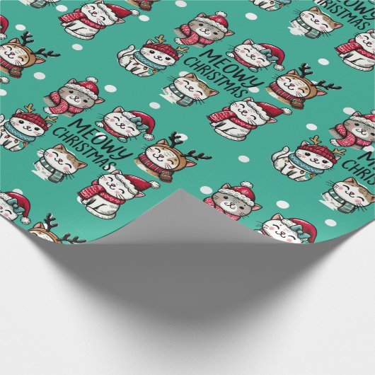 Meowy Weihnachtskatzen Geschenkpapier (Ecke)
