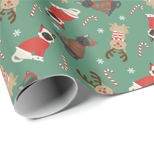 Meowy Weihnachtskatzen Geschenkpapier (Rolleneckpunkt)