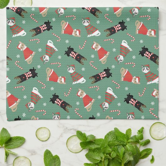 Meowy Weihnachtskatzen Geschirrtuch (Gefaltet)