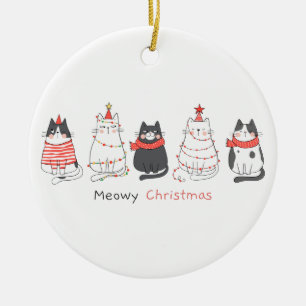 Meowy Weihnachtskatzen Keramik Ornament