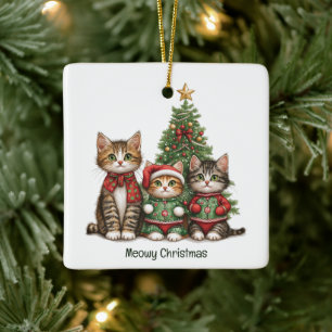 Meowy Weihnachtskatzen Keramikornament